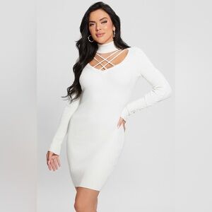 Guess White Long Sleeve Knit Dress